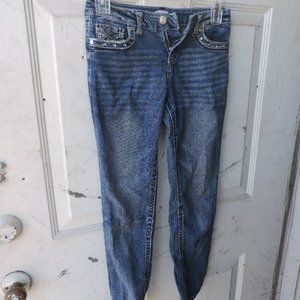 Pair of Almost Famous Too sequined blue jeans girl's size 10
